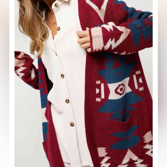 DAVI & DANI Aztec Embroidered Knit Cardigan - Picture 5 of 5